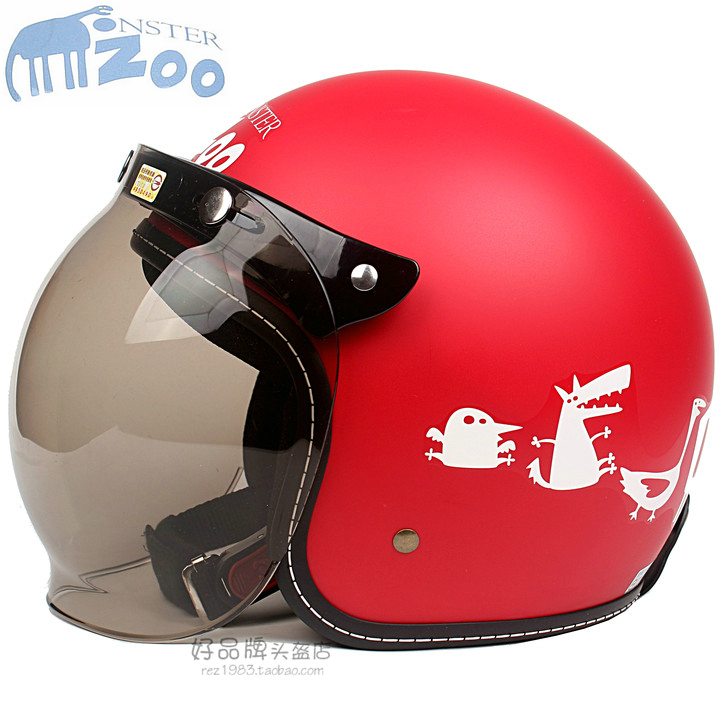 台湾EVO动物园磨砂红哈雷电动摩托车复古头盔保暖男女安全帽冬季