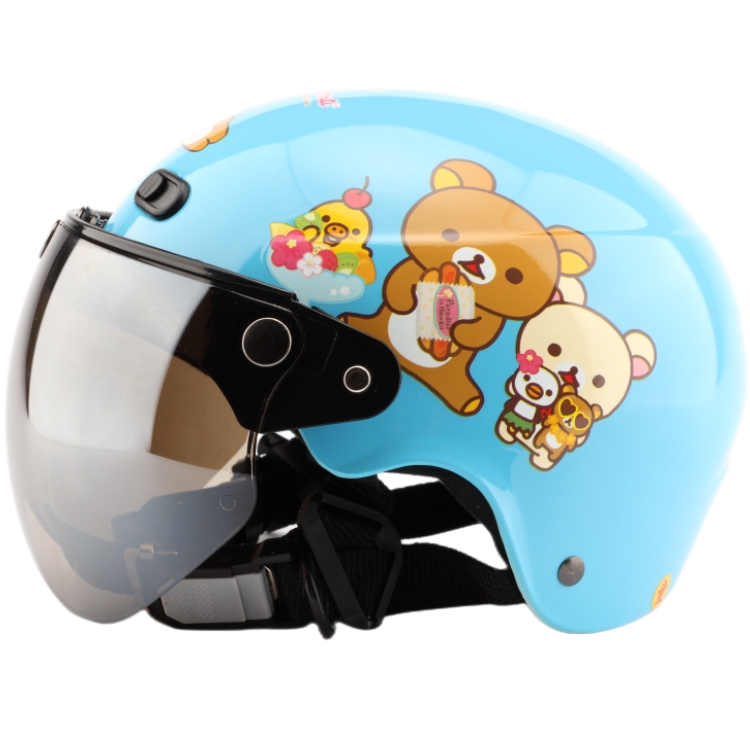 台湾拉拉熊蓝色电动摩托车儿童头盔安全帽男女宝宝小孩防晒夏季