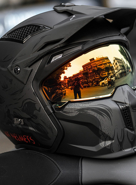 西班牙MT头盔街霸摩托车全盔男女冬机车拉力盔复古拆卸个性酷四季