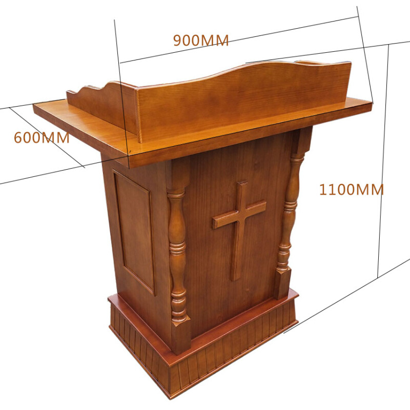 实木新款JT010木质教堂教会带十字架定制LOGO演讲台演讲桌唱诗台