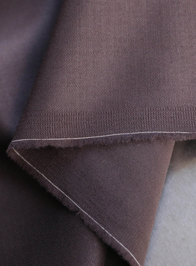 日本进口薄款细腻酱紫色高支华达呢精纺纯羊毛面料设计师布料