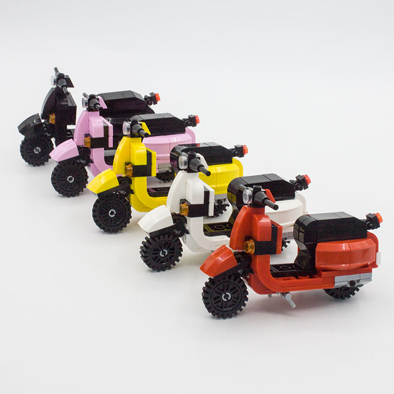 兼容乐高moc韦士柏摩托车迷mini 小颗粒积木摆件男孩女孩拼装玩具