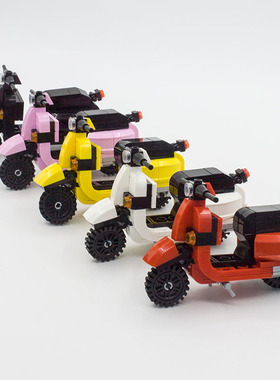 兼容乐高moc韦士柏摩托车迷mini 小颗粒积木摆件男孩女孩拼装玩具