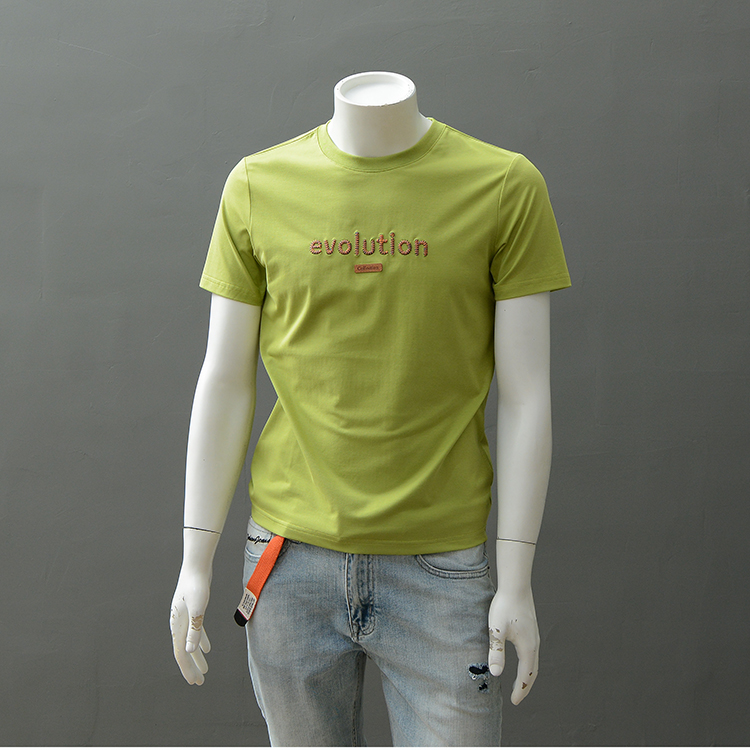 小众另类设计感车线字母短袖T恤男圆领夏季日系潮流修身半袖上衣
