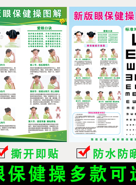 中小学生新版眼保健操挂图解儿童学校班级保护视力表近视训练墙贴