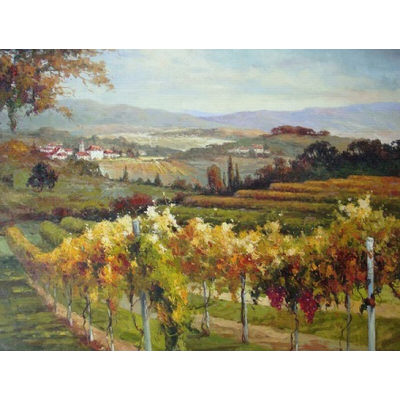 客厅风景画托斯卡纳法国乡村葡萄园装饰画手绘油画