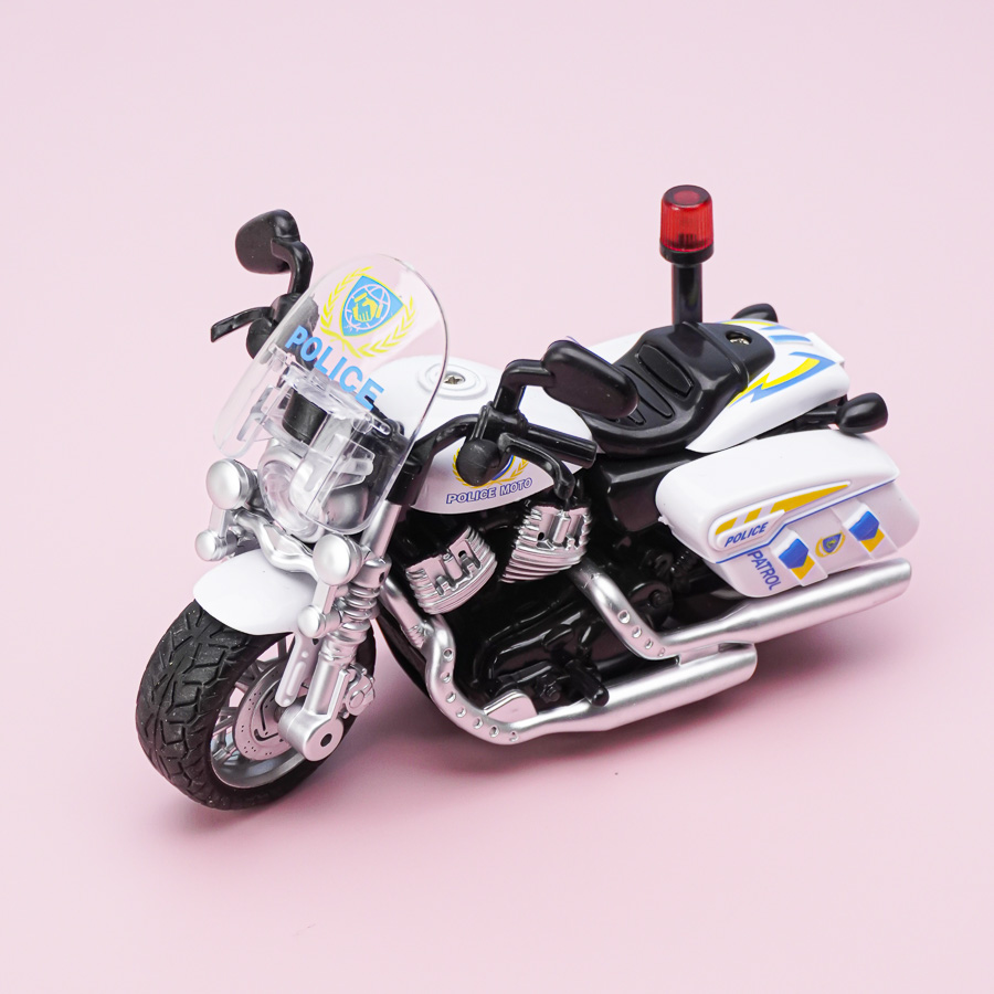 仿真儿童铁骑摩托车合金回力车模型灯光声效警察赛车男孩玩具礼物