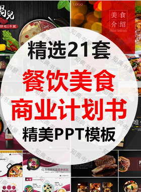 餐饮美食PPT餐厅创业商业计划书ppt模板素材饭店火锅路演招商加盟