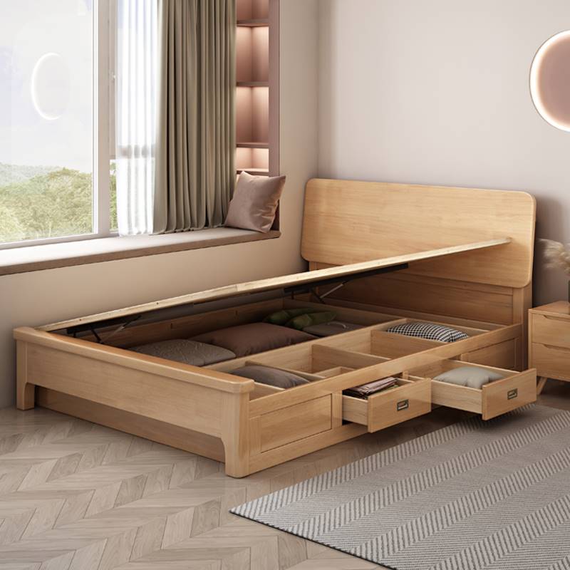 1.3米物床全实木高箱床气压侧开收纳小户型现5代储简约1.2单人床~