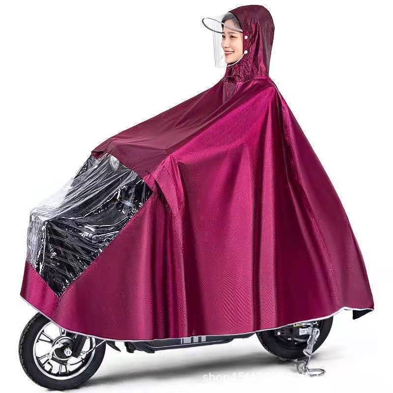 雨衣摩托车电动车雨披女生雨披成人加厚骑行人雨披透明双帽檐