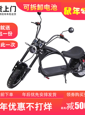 杰达工厂直销M3哈雷电动摩托车踏板宽轮胎可拆卸锂电池成人电瓶车