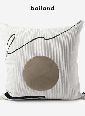 bailand现代简约几何图形米白色抱枕样板间卧室客厅沙发靠枕靠垫