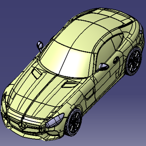奔驰双两门轿跑车曲面amg-gt轿车汽车轮胎刹车盘3D三维几何数模型