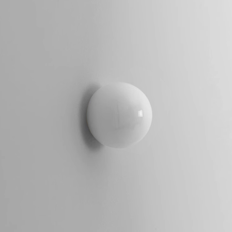 白色圆球壁灯简约现代奶油风包豪斯极简玻璃发光书房卧室床头灯具