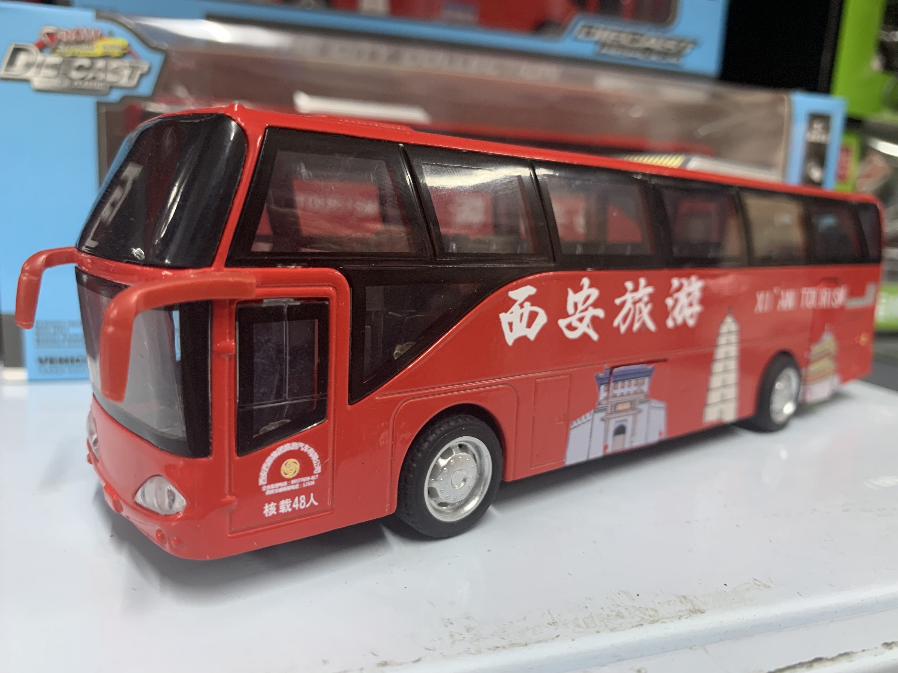 谢老板合金车模 32合金西安旅游大巴车汽车模型