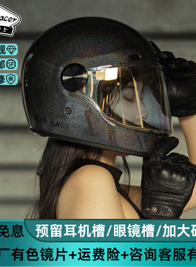 咖啡骑士复古全盔FASEED摩托车头盔V6哈雷机车巡航四季男女骑行3C
