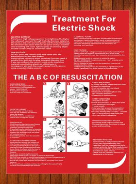 船舶IMO高压危险触电急救脱离关闭电源步骤提示电击治疗操作方法ABC三步标识牌treatment for Electric Shock