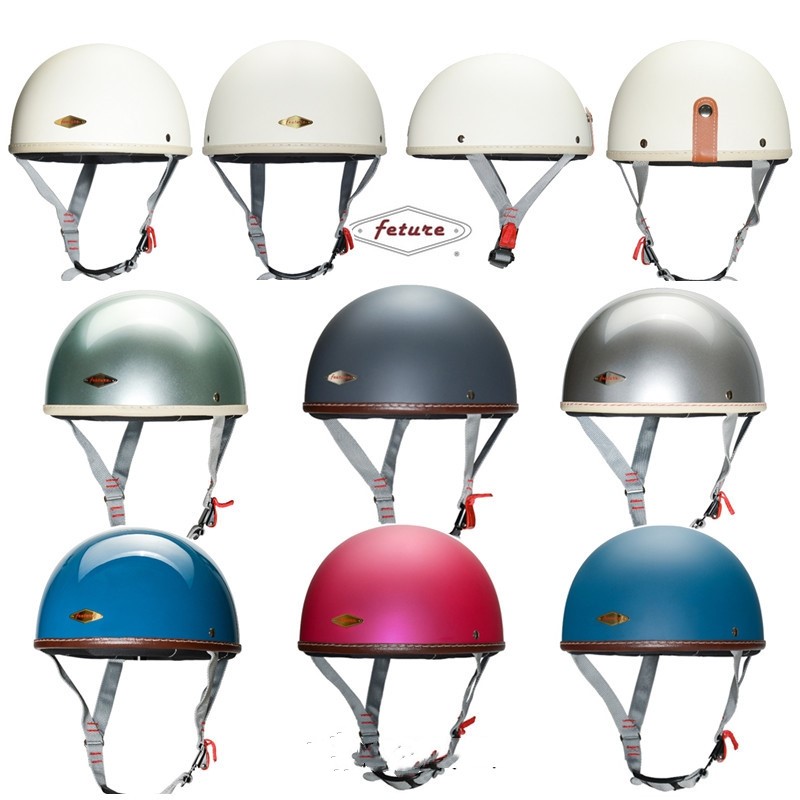 正品进口台湾Feture复古电动哈雷摩托车头盔夏季复古半盔瓢盔现货