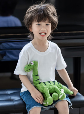 儿童立体t恤动物恐龙衣服夏季男童夏装宝宝短袖纯棉上衣卡通图案
