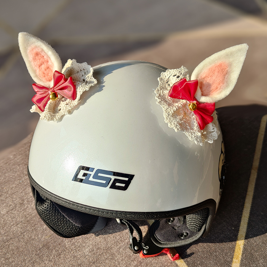 新款头盔装饰品猫耳朵羊毛毡兔摩托电动轮滑板车儿童滑雪骑行配饰