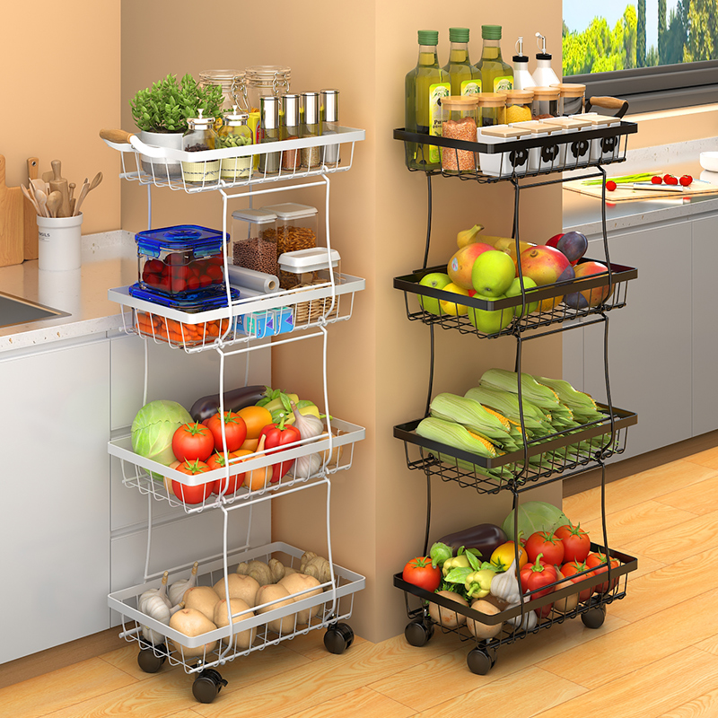 厨房夹缝置物架冰箱放蔬菜超窄小尺寸落地多层家用可移动收纳架子