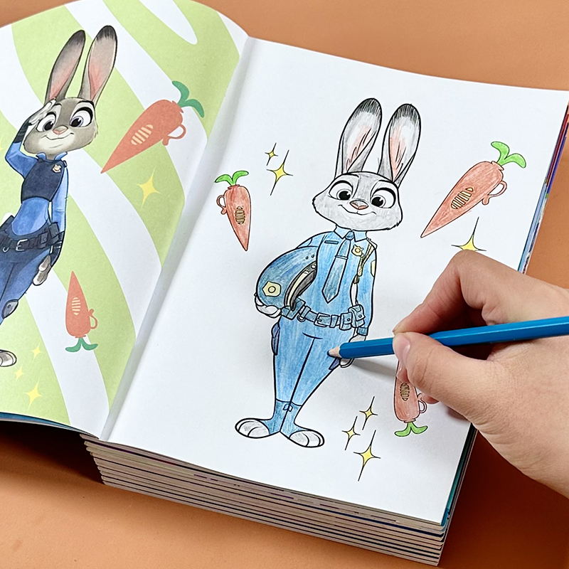 儿童画画本涂色书女孩diy填色爱莎公主迪士尼图画本小孩手绘画册