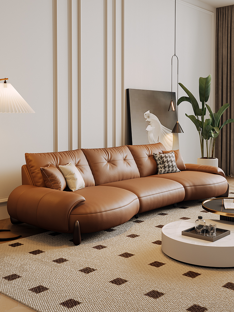全友家私新款复古猫抓布弧形沙发客厅简约现代意式极简网红小户型