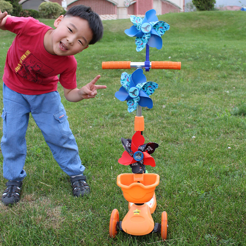 儿童风车玩具自行车三轮车滑板车装饰童车户外彩色卡通风车用配件