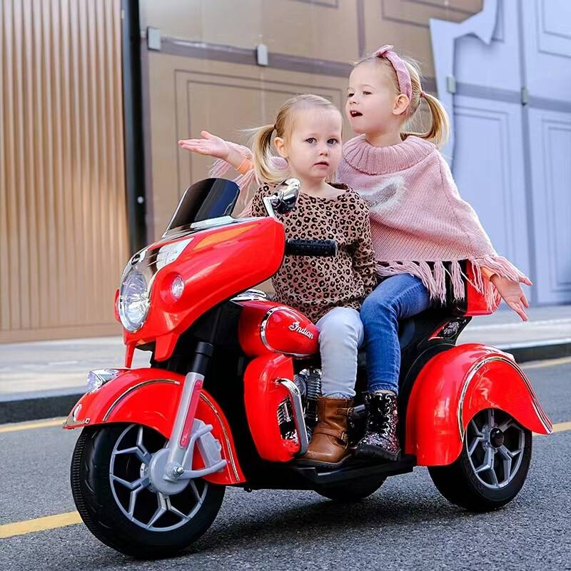 儿童电动摩托车 亲子三轮男孩双驱童车 小孩双人充电玩具车可坐人