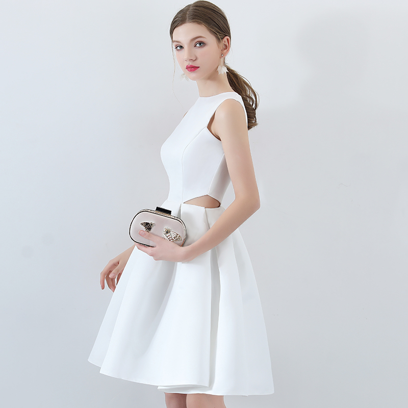 白色会礼服裙女2021新款短款洋装名媛宴小聚会生日学生派对连衣裙