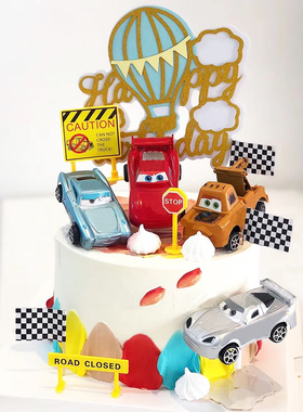 儿童节蛋糕装饰摆件卡通汽车回力小跑车烘焙生日蛋糕装饰插件配件