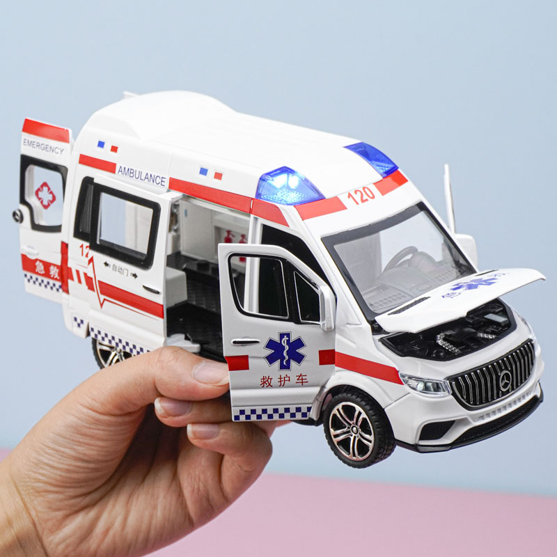 120救护车模型儿童玩具大号110警车仿真车模合金小汽车男孩玩具车