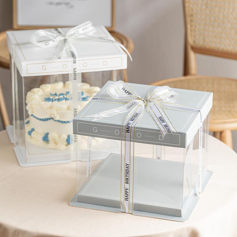 2024新品生日蛋糕盒 透明蛋糕盒子单双层加高4四六八6寸8商用烘焙