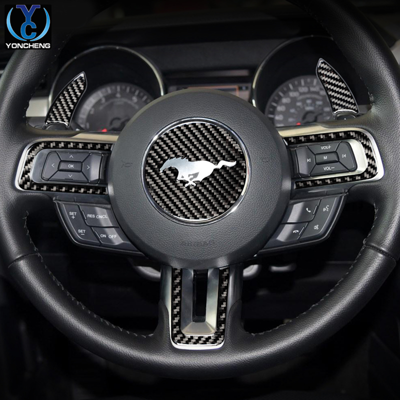 福特野马Mustang 碳纤维方向盘标贴内饰眼镜蛇GT改装用品汽车配件