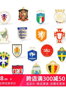 欧冠杯足球主题徽章胸针国家队巴西阿根廷各国金属纪念别针配饰品