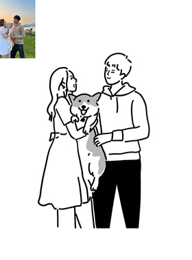 INS手绘Q版卡通人物形象简笔画头像情侣婚礼漫画照片画头像定制