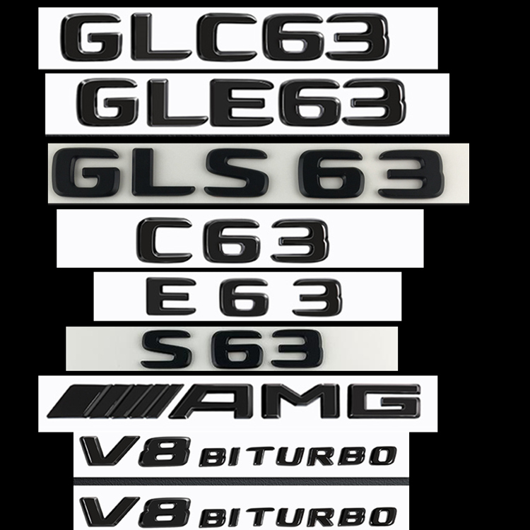 新款奔驰黑色C63 E63 GLC63 GLE63 GLS63 AMG V8BITURBO车标字标