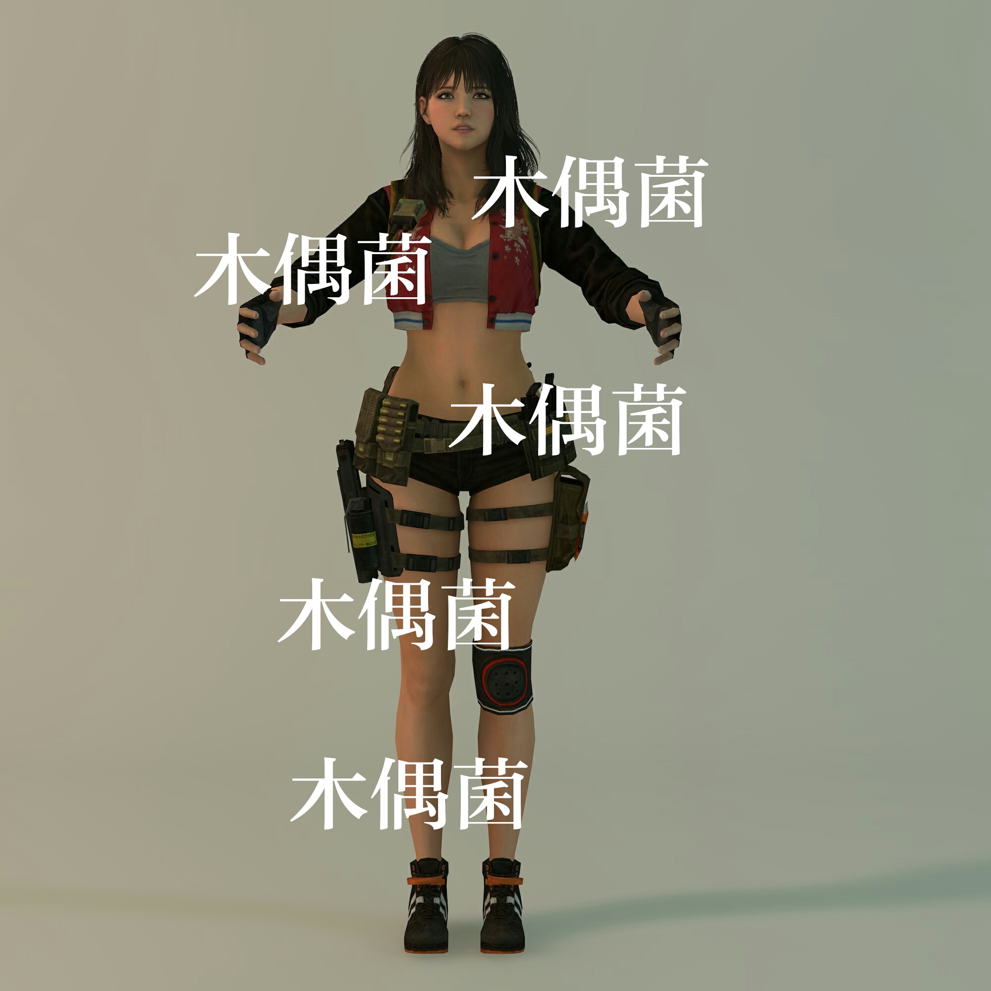 c4d fbx 格式游戏美女女人物战士士兵面部身体骨骼绑定 非实物C94