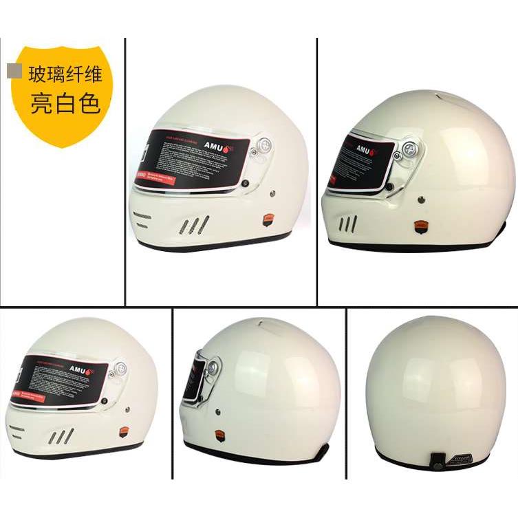 正品AMU复古摩托车头盔男12K超轻碳纤维巡航机车玻璃钢全盔女四季