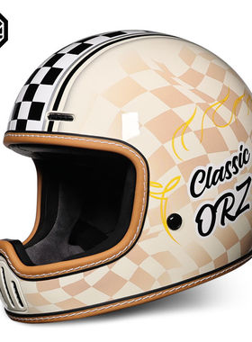 ORZ复古摩托车头盔男女全盔街车四季情侣骑行新国标3C认证蓝牙槽