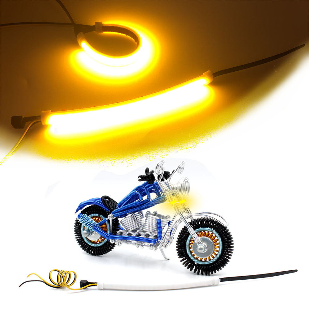 2022新款摩托车环形转向灯日行灯哈雷转向灯避震杆前叉灯柔性LED