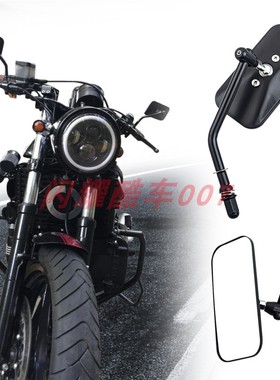 哈雷XL883n凯旋复古摩托车改装金属方型后视镜反光镜倒车镜观后镜