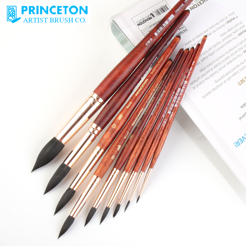 Princeton普林斯顿专家级水彩画笔海王星 松鼠毛斜锋圆头4750画笔