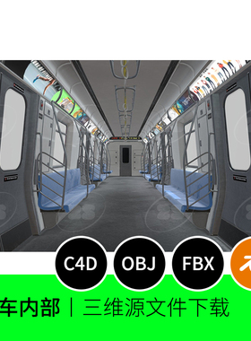 高铁火车地铁内部车厢3D模型blender建模C4D素材OBJ列车655