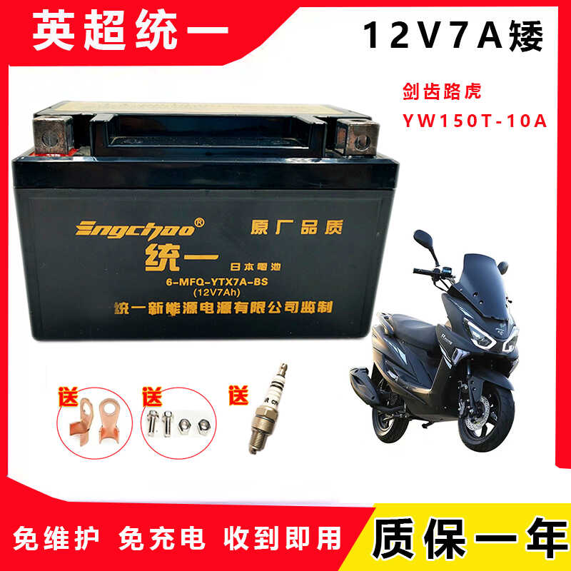 剑齿路虎踏板摩托车原装电池150C燃油助力车沃鹰王YW150T-10A电瓶