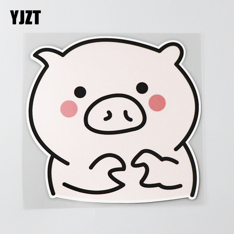 YJZT 创意个性动物小猪猪可爱卡通汽车贴纸遮划痕拉花贴纸CS0692