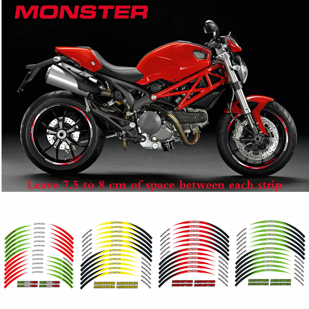 适用摩托车外轮圈贴反光防水贴纸于杜卡迪MONSTER装饰贴纸
