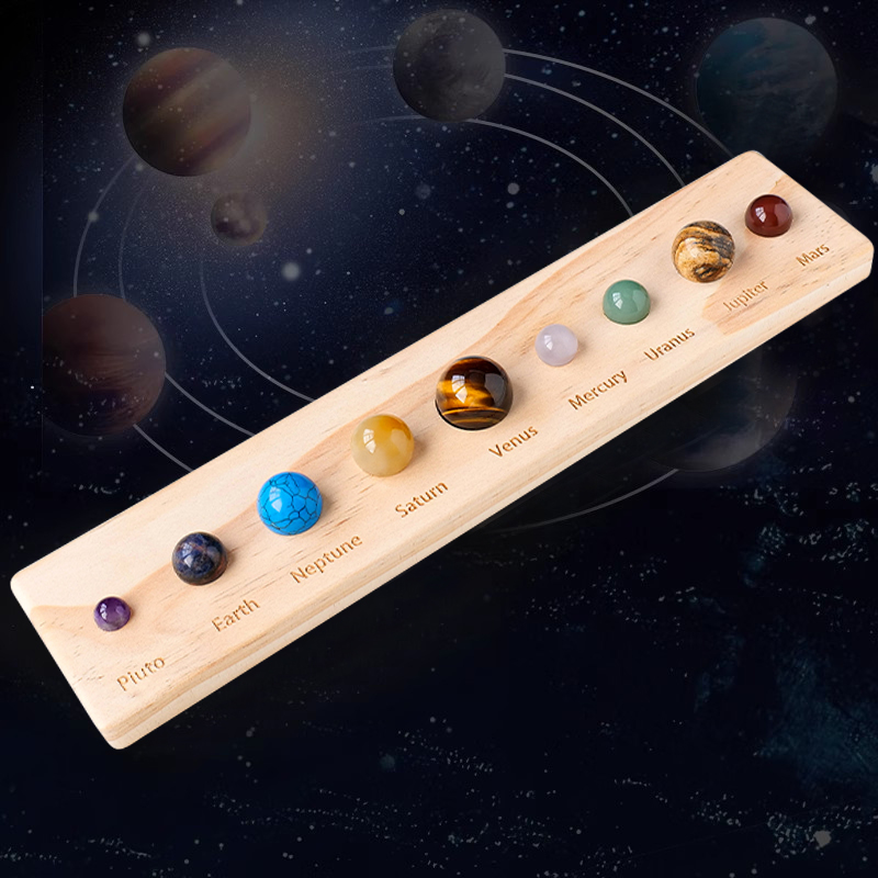 天然水晶球八大行星宇宙太阳系模型摆件原石矿石儿童星球标本礼物