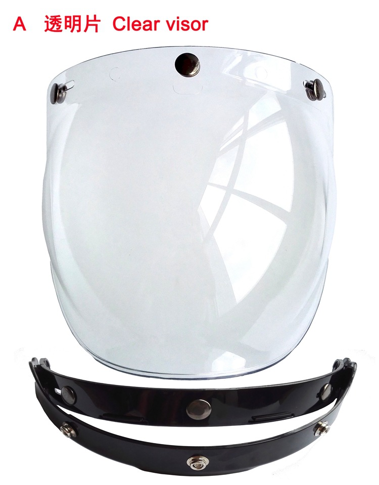 摩托车头盔镜片泡泡镜 半盔复古盔飞行盔三扣式镜片带框架