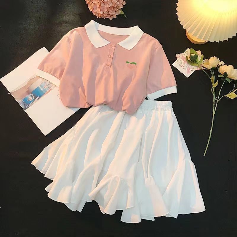 湖州织里童装女童套装夏季2024新款洋气时髦大童儿童学院风短袖裙